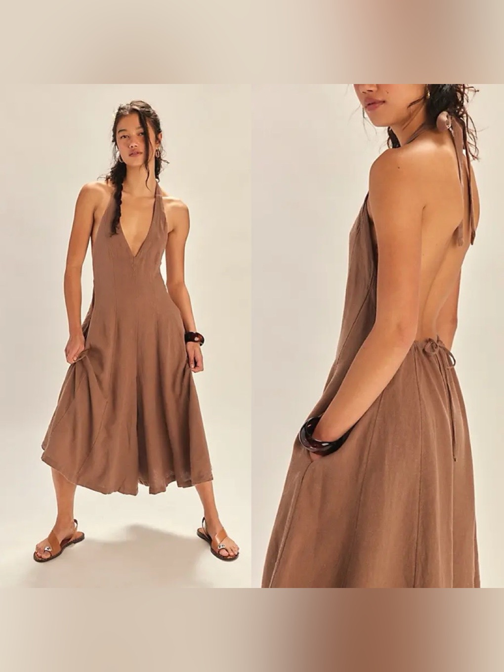 Free People Free-Est Reese Linen Culotte One Piece Jumpsuit Sz S Boho Desertchic